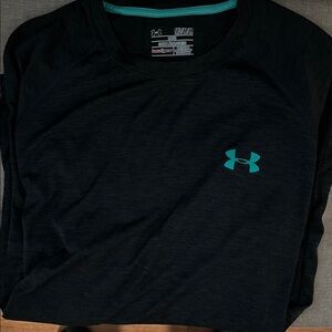 Under Armour Men's Charcoal Performance Tee with Teal Logo